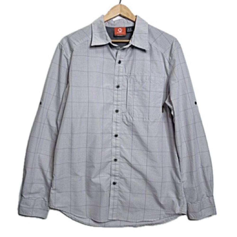 Merrell Selectwick Plaid Button Down Long Sleeve Shirt Mens Size M White & Grey